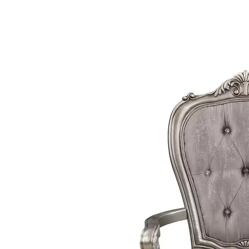 23.25 Ariadne Esszimmerstuhl aus Samt mit antikem Platin-Finish - Acme Furniture
