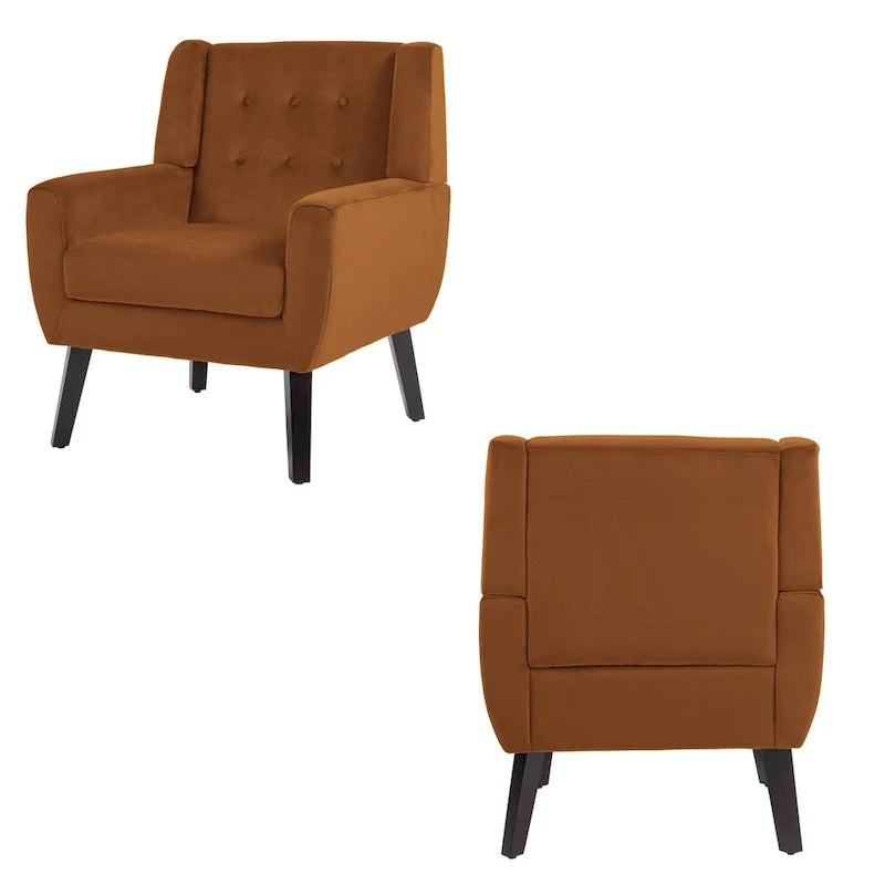 Set van 2 fluwelen fauteuils met armleuningen voor de woonkamer