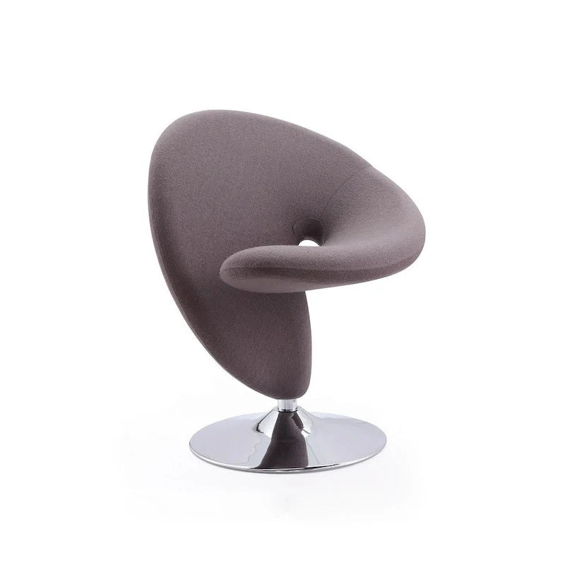Poltrona girevole decorativa Curl Manhattan Comfort in misto lana e cromo (set da 2)