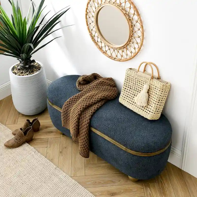 Panca contenitore imbottita con seduta, da fondo letto, grande panca contenitore per coperte