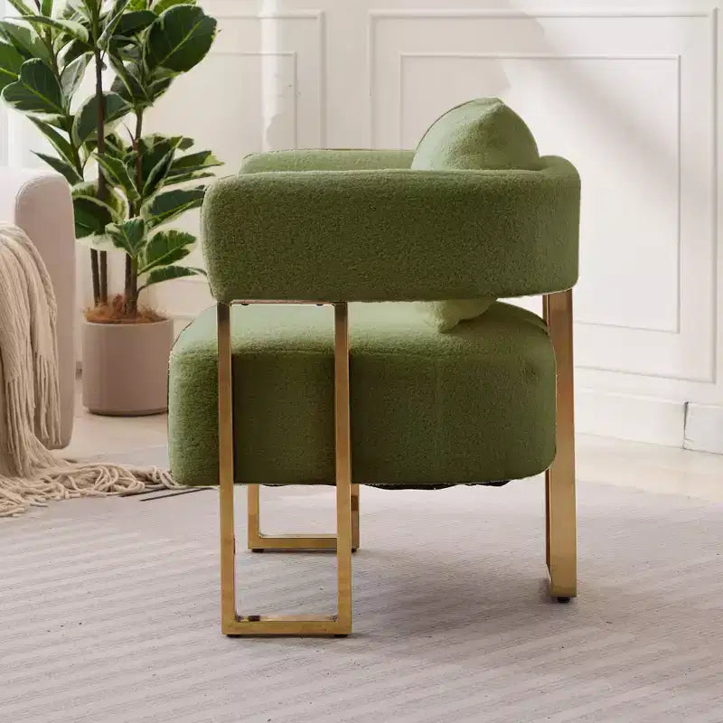 Set van 2 moderne gestoffeerde fauteuils met gouden metalen poten voor woonkamer, slaapkamer of kantoor