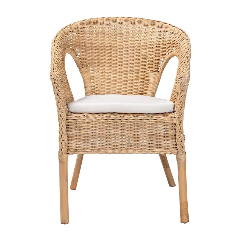 Sedia da pranzo Abbey in rattan naturale, stile boho moderno