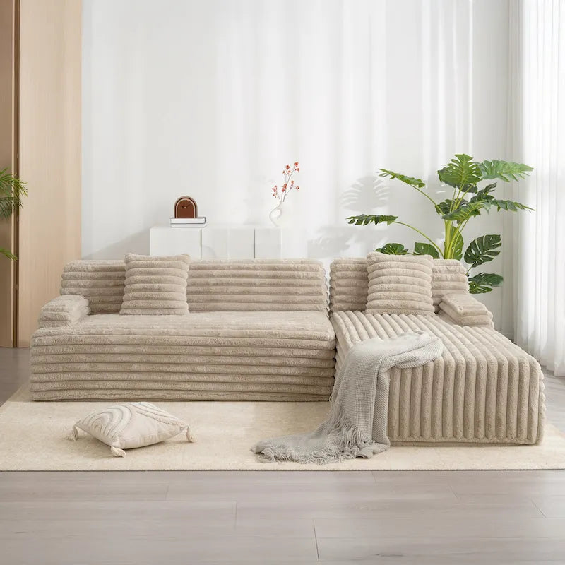 Cloud-Ecksofa, modernes Polstersofa mit 2 Zierkissen, frei kombinierbares Sofa, modulares Ecksofa in L-Form