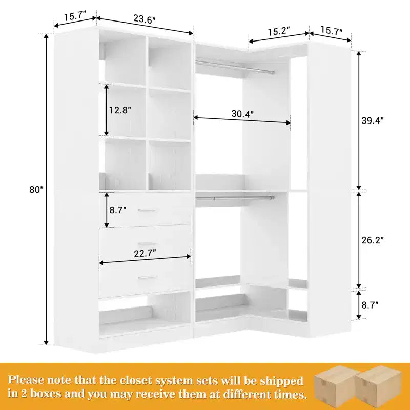 Lot de 2 systèmes de rangement autoportants Besiost avec 4 tiroirs, organisateur de dressing avec tringle