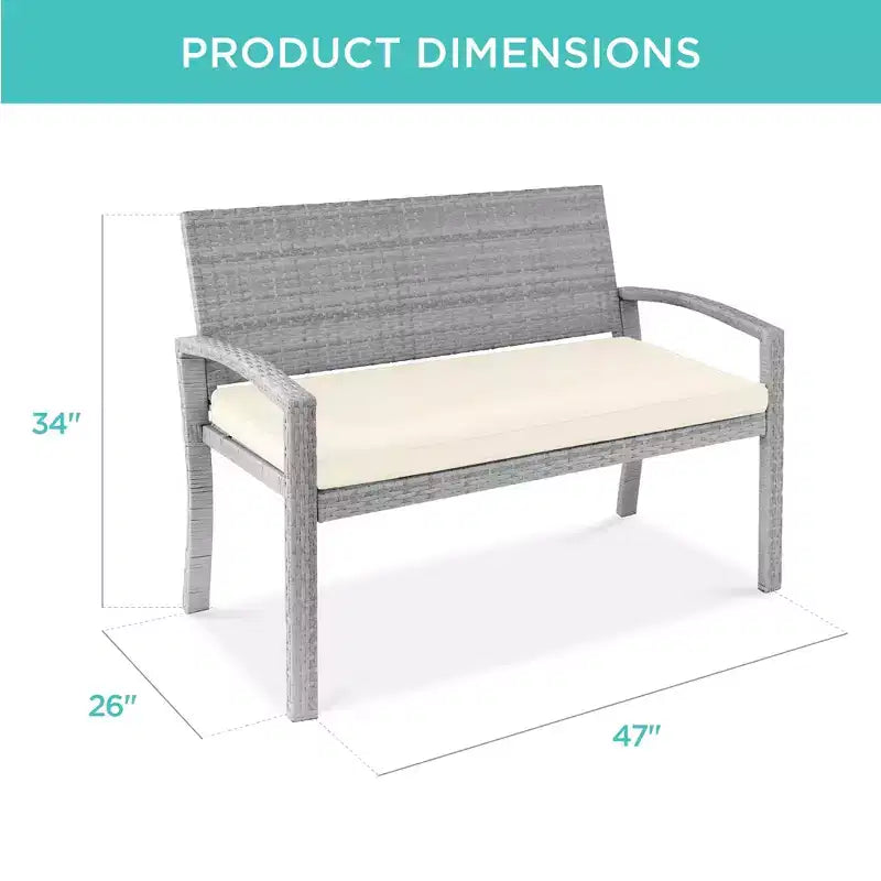 Best Choice Products Outdoor-Gartenbank aus Korbgeflecht für 2 Personen, Garten- und Terrassenmöbel mit einer Tragkraft von 700lb, Kissen