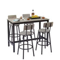 Ensemble de salle à manger 5 pièces, table haute avec 4 tabourets rembourrés, dossier en bois et repose-pieds en anneau, pour salon, bureau ou salle à manger