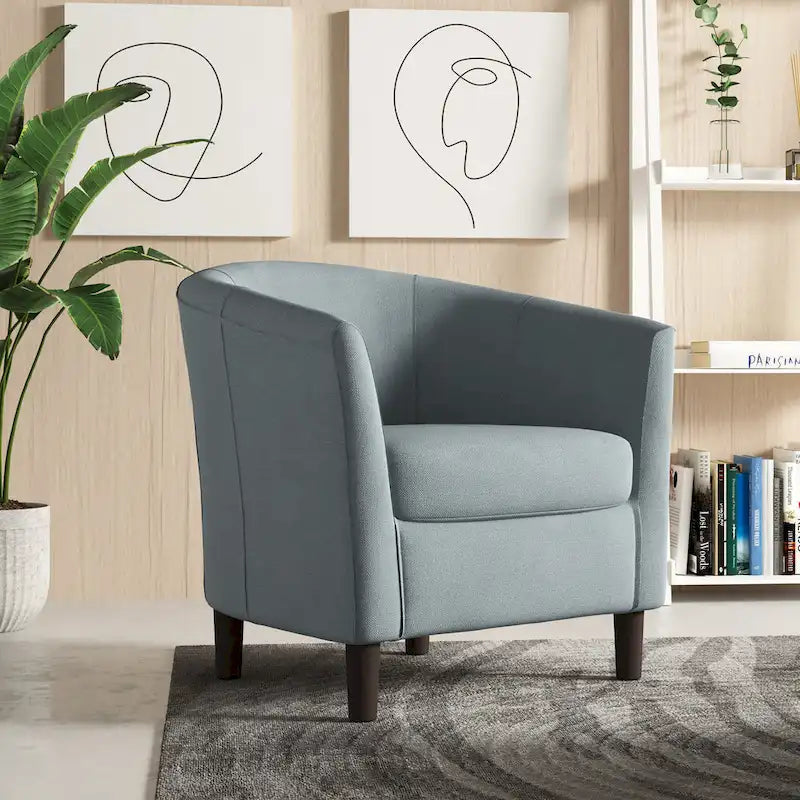 Poltrone d'accento moderne a barile, accoglienti, con braccioli, stile club