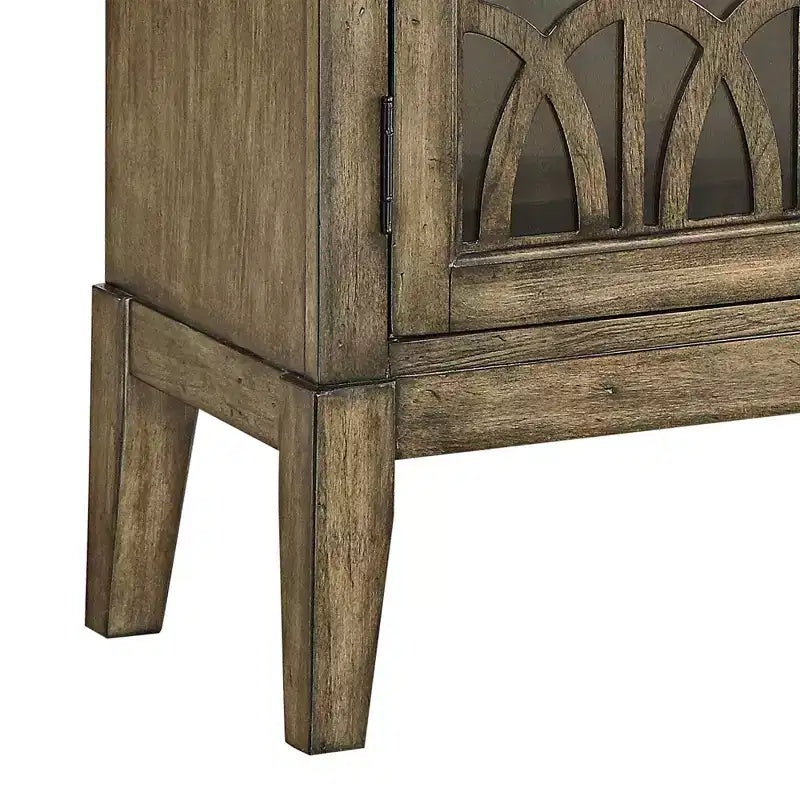 Meuble d'appoint de 40 pouces de large avec portes vitrées, étagère réglable et finition parchemin patinée