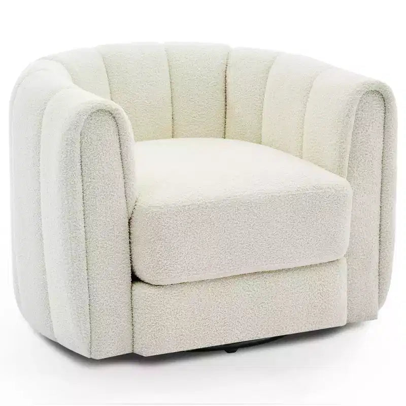Lot de 2 fauteuils d'appoint pivotants, pivotants à 360°, en polaire effet peluche, avec base robuste, beiges, pour salon, chambre et bureau