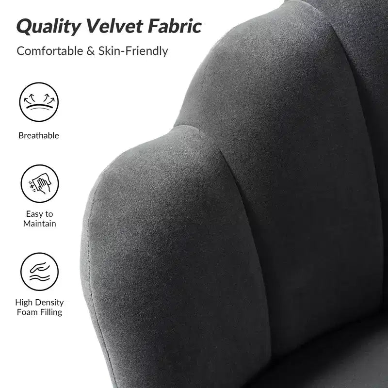 Comfy Barrel Chair with Golden Metal Legs, Living Room Accent Chair
