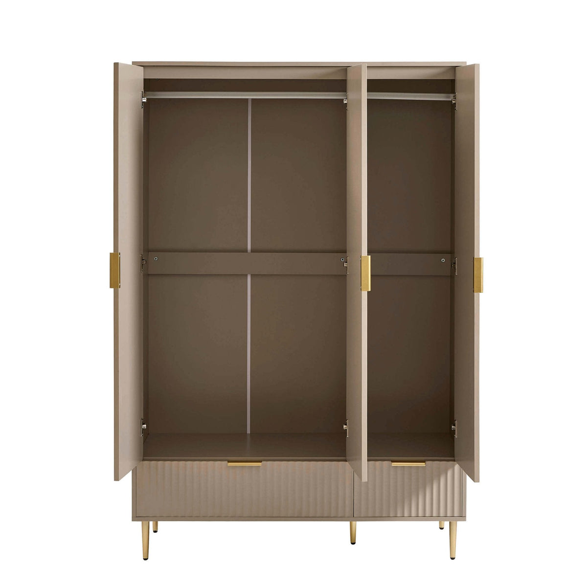 Armoire à 3 portes avec tiroirs - Taupe