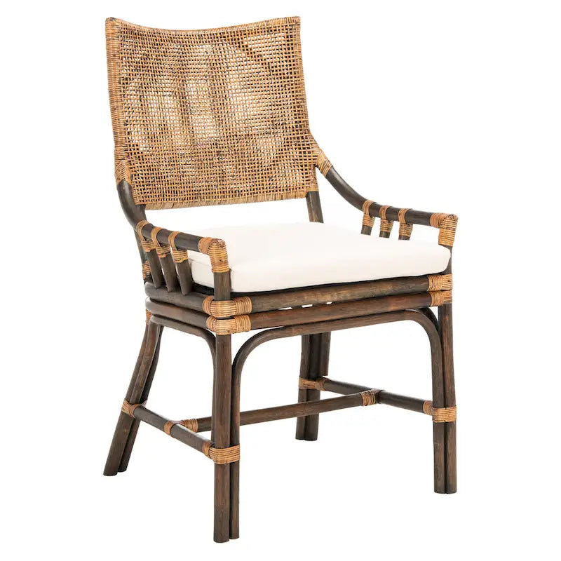 Coastal Rattan Cushion Chair 22 W x 24 L x 37 H 22W x 24D x 37H