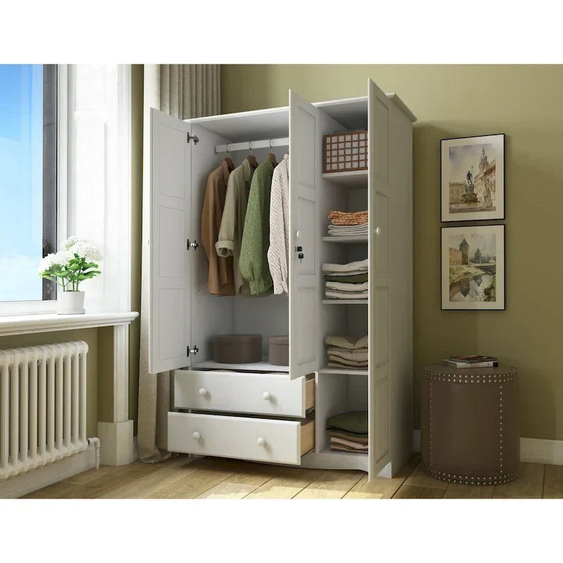 Armadio a 3 ante - Bianco/Mocha/Java - Legno massello