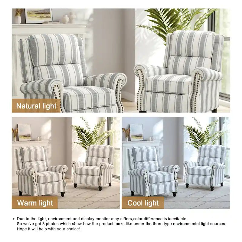 Set aus 2 gepolsterten Relaxsesseln mit Nagelkopfverzierungen und Rückenkippfunktion