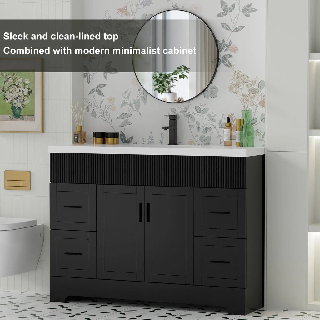 Ensemble meuble-lavabo de salle de bain Wavy Line 30/36/48 avec lavabo et robinet