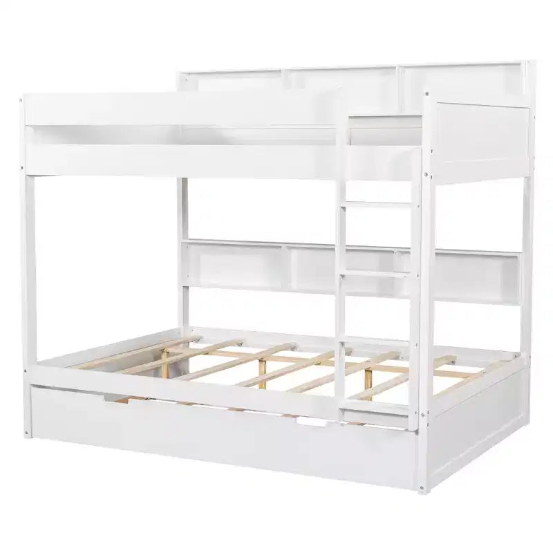 Luxystar modern stapelbed met twee tweepersoonsbedden, planken en onderschuifbed