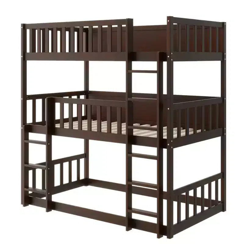 Letto a castello triplo per bambini, con tre letti singoli sovrapposti e separabili, scala e spondine, convertibile in 3 letti