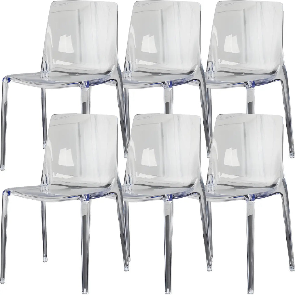 Bernsteinfarbener Acryl-Esszimmerstuhl ohne Armlehnen mit niedriger Rückenlehne