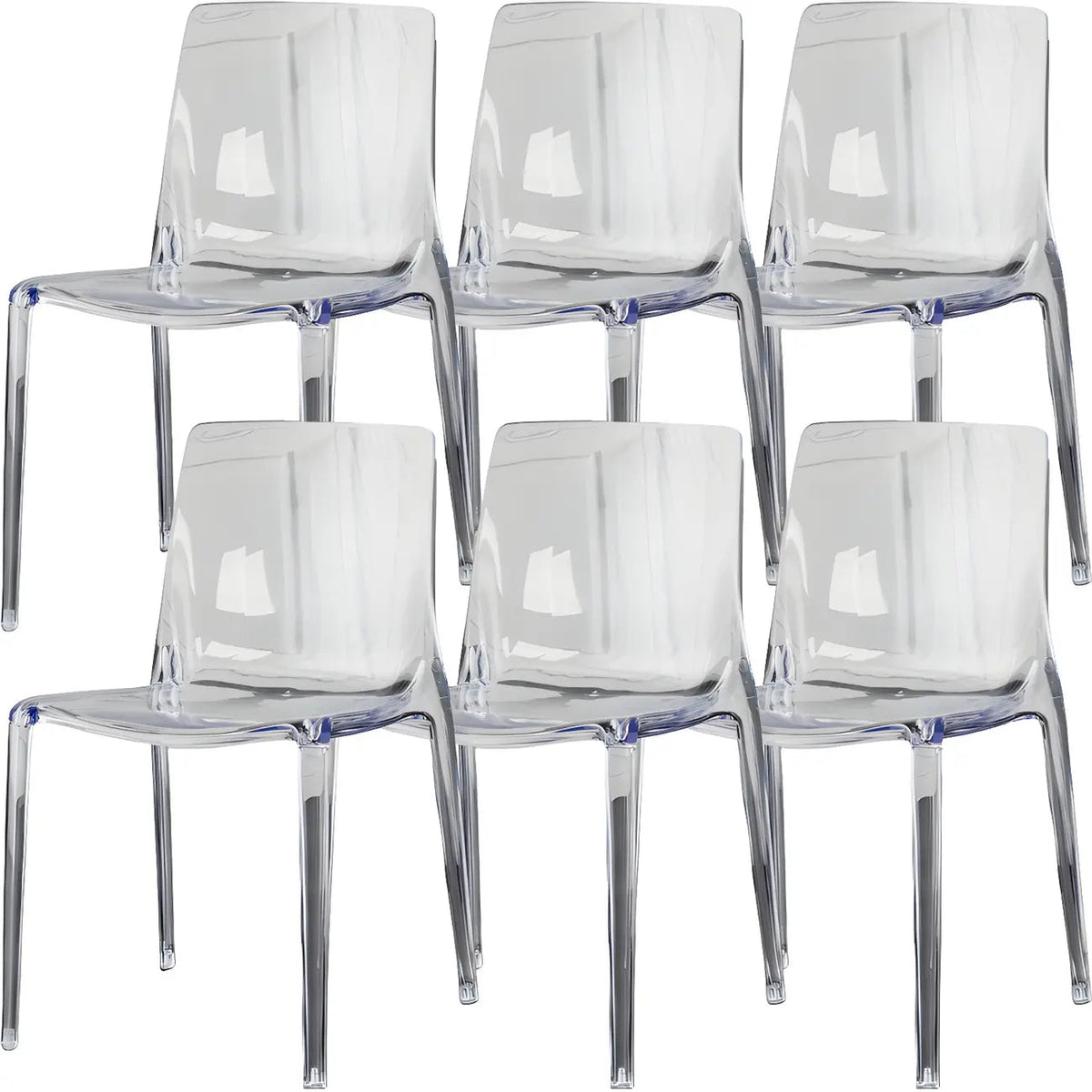 Bernsteinfarbener Acryl-Esszimmerstuhl ohne Armlehnen mit niedriger Rückenlehne