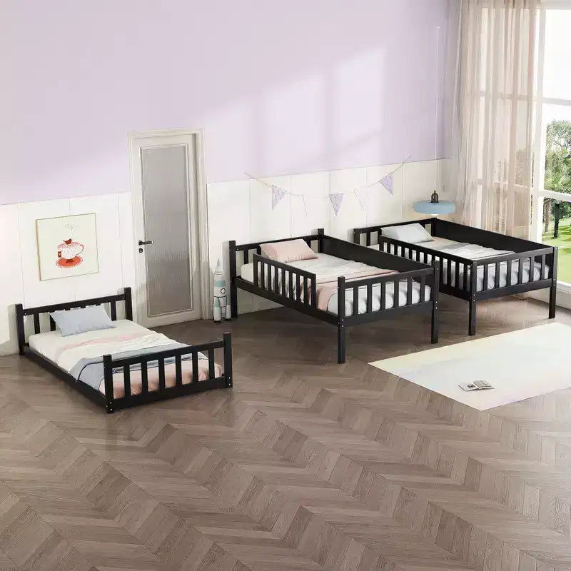 Letto a castello triplo per bambini, con tre letti singoli sovrapposti e separabili, scala e spondine, convertibile in 3 letti