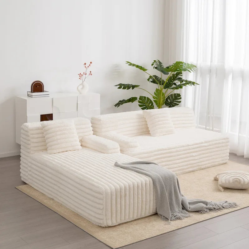 Cloud-Ecksofa, modernes Polstersofa mit 2 Zierkissen, frei kombinierbares Sofa, modulares Ecksofa in L-Form