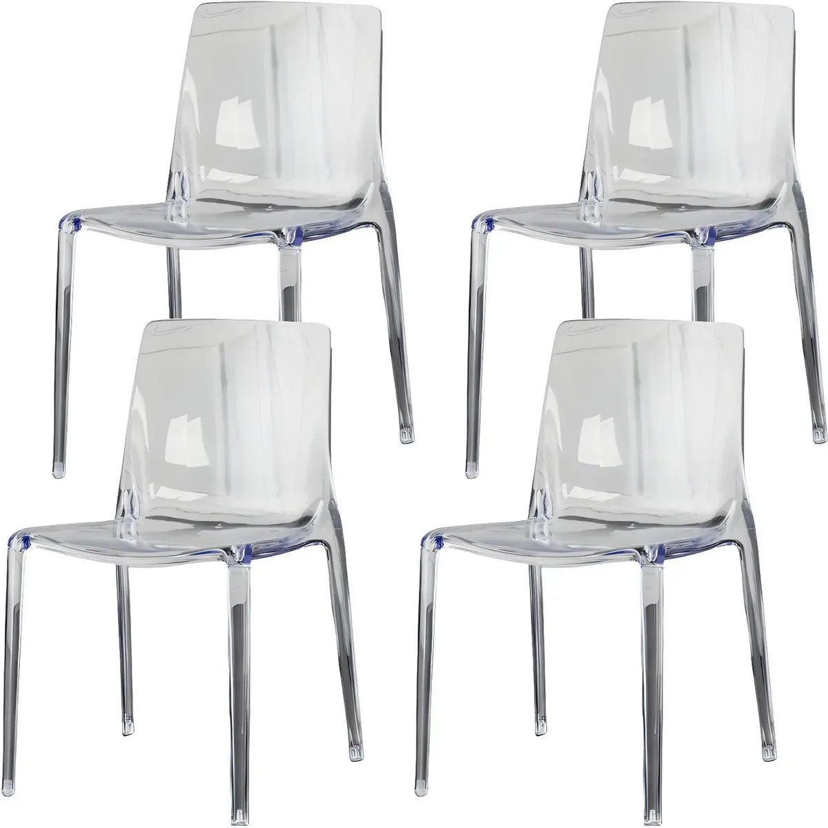 Bernsteinfarbener Acryl-Esszimmerstuhl ohne Armlehnen mit niedriger Rückenlehne