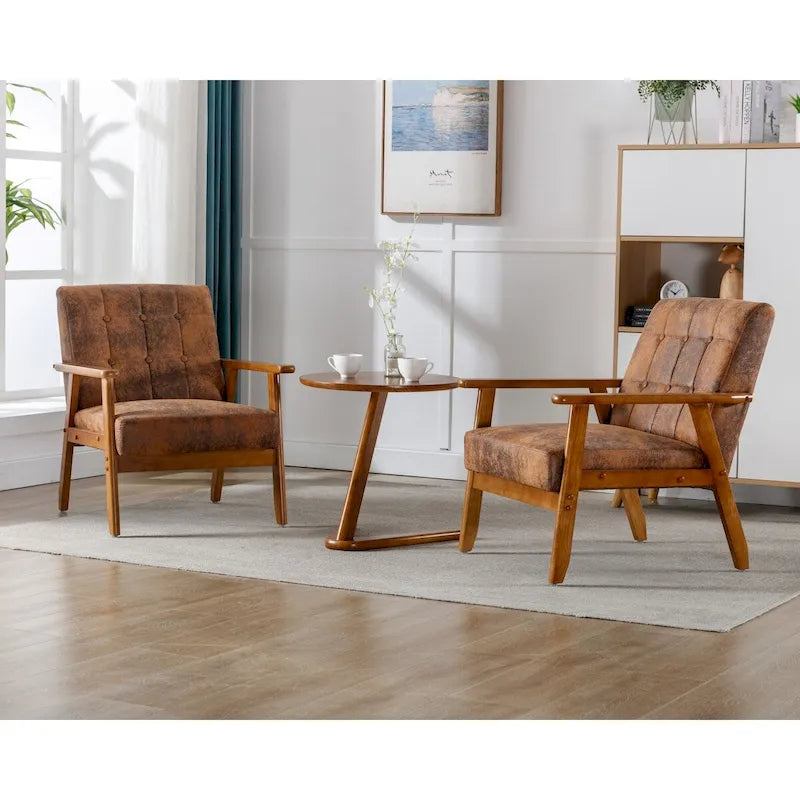 Set van 2 accentstoelen met bijzettafel, fauteuils voor woonkamer, slaapkamer of kantoor - 30.71H*25.39W *27.95D