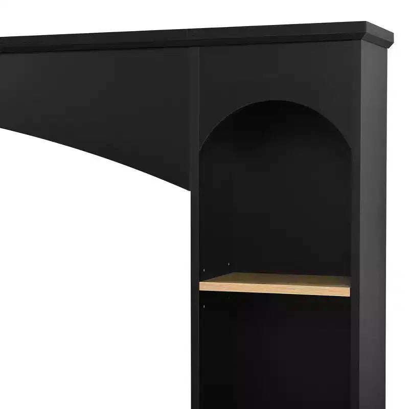 Whisen 91 Medienkonsole, geschwungene Entertainment-Center-Wandeinheit, TV-Schrank im Landhausstil mit Bücherregal in Holzoptik für Fernseher bis zu 70