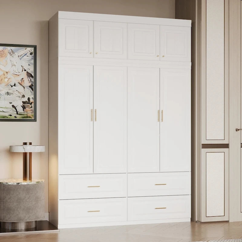 Kleiderschrank mit Kleiderstange und 4 Schubladen, viel Stauraum