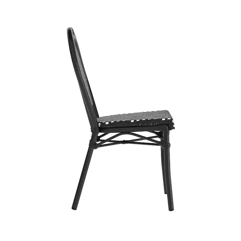 Flash Furniture Lourdes Bistro-Stapelstuhl im Thonet-Stil für den gewerblichen Innen- und Außenbereich, PE-Rattan und Aluminiumgestell
