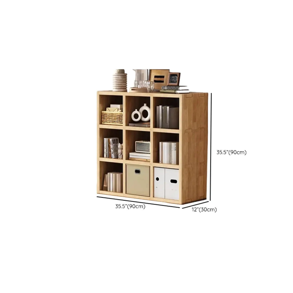 Moderne horizontale houten boekenkast met 8 vakken en naturel afwerking