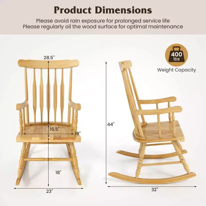 Costway Set aus 2 Schaukelstühlen aus Holz, glänzende Oberfläche, Weiß\ Kaffee