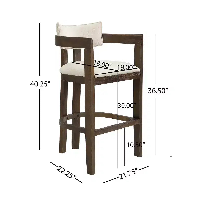 Tabouret de bar rembourré en hévéa Christopher Knight Home Peyton avec dossier ouvert incurvé (lot de 2)