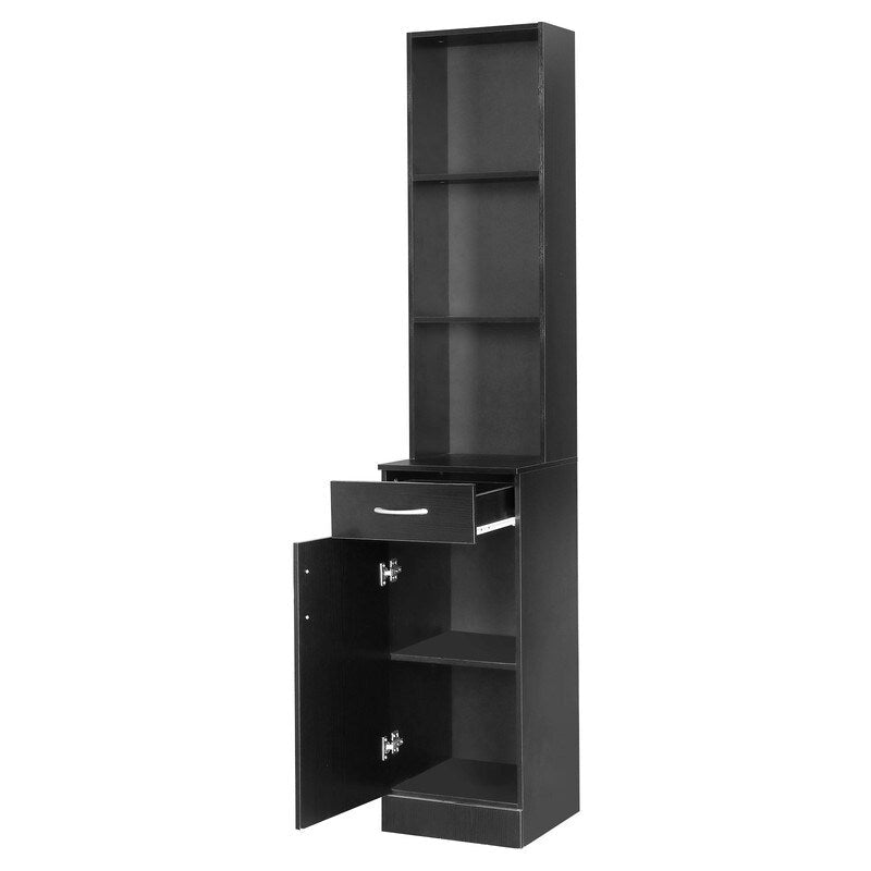 Hochschrank, Badezimmerschrank zur Wandmontage, schwarz