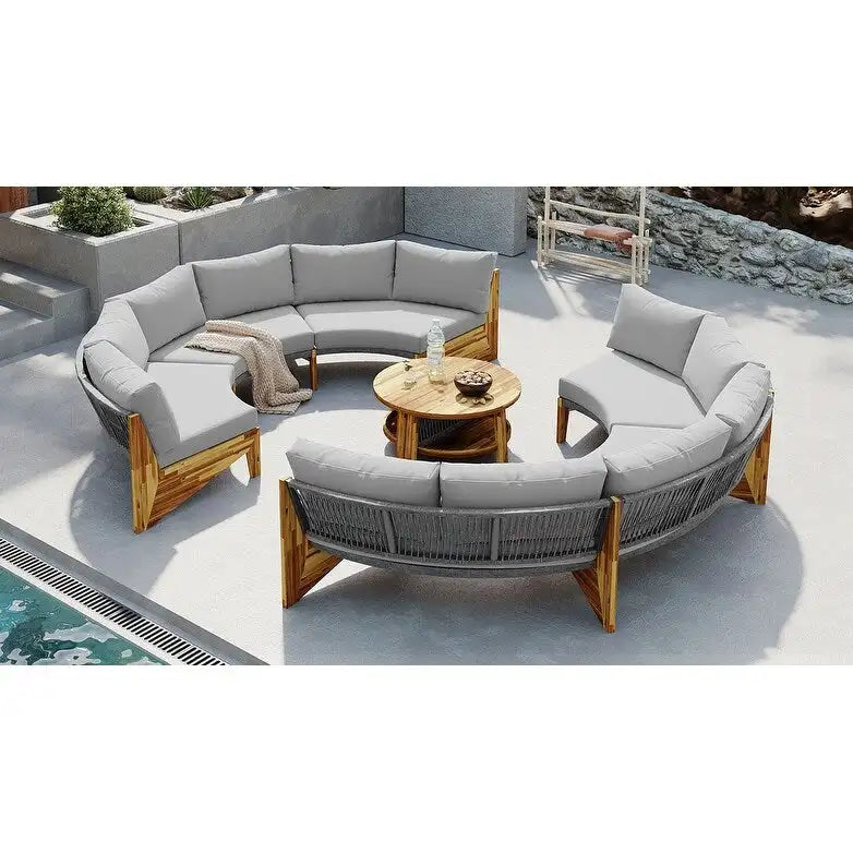 Gartensitzgruppe für 6 Personen mit Polstern und 1Couchtisch