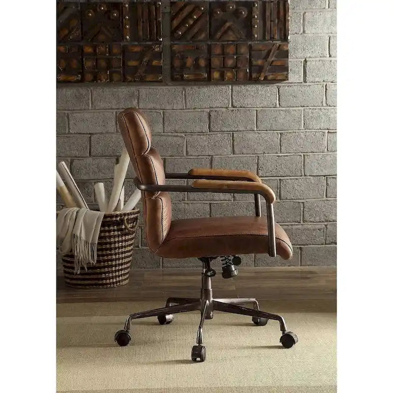 ACME Harith Chefbürostuhl, Retro-Look, braunes vollnarbiges Leder