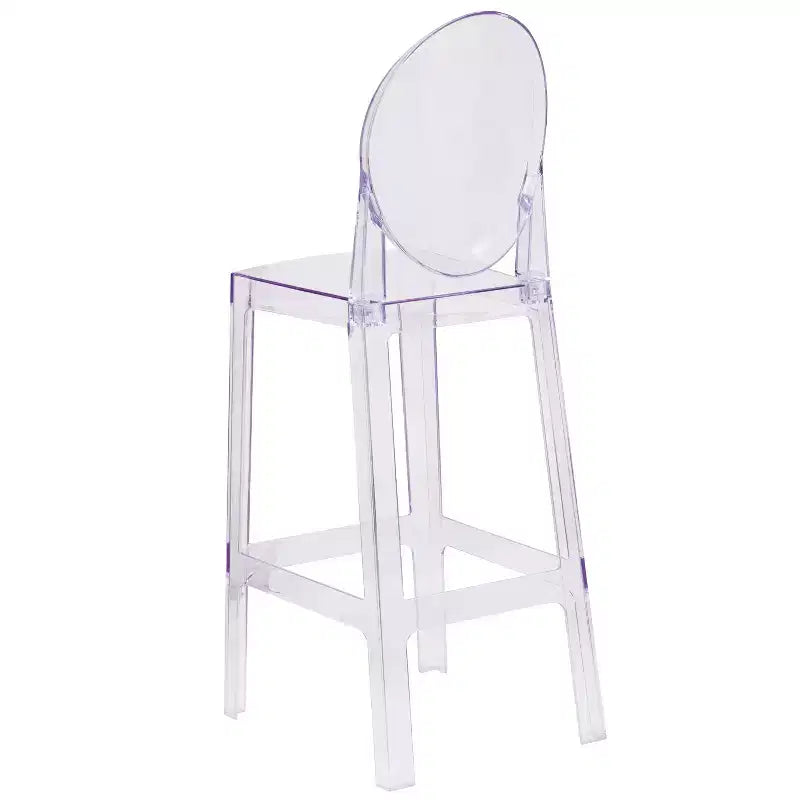 Emma and Oliver Ghost Barstool with Oval Back in Transparent Crystal