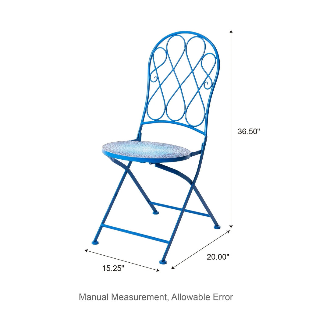 Glitzhome Outdoor Metal Folding Bistro Set 3PCS Patio Table Chairs