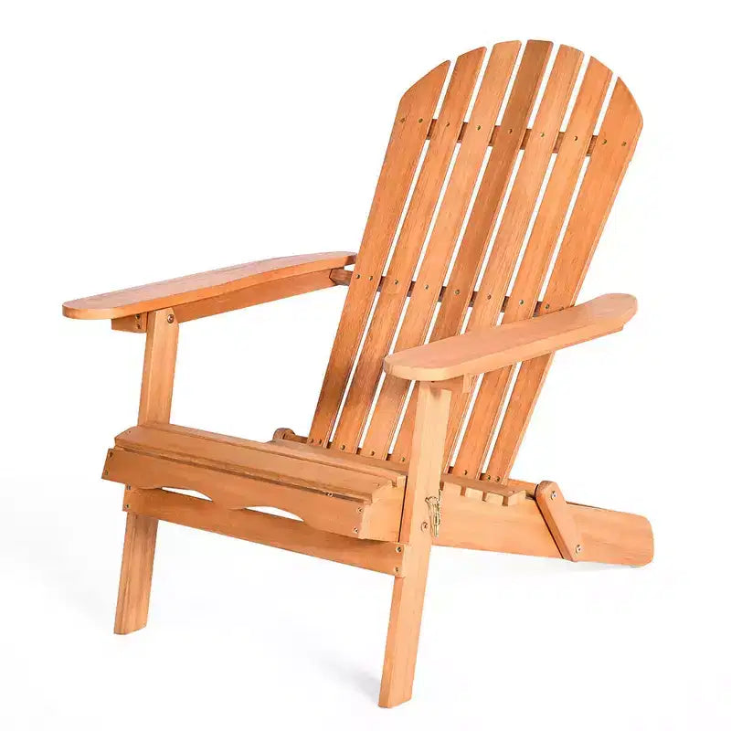 Costway, lot de 4 fauteuils Adirondack pliants en bois d’eucalyptus naturel pour l’extérieur