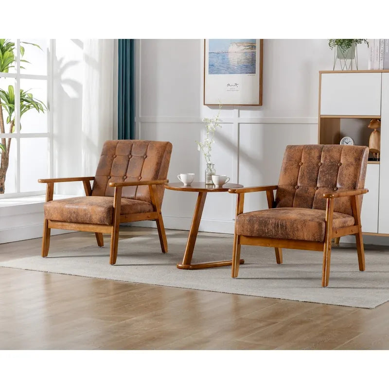 Set van 2 accentstoelen met bijzettafel, fauteuils voor woonkamer, slaapkamer of kantoor - 30.71H*25.39W *27.95D