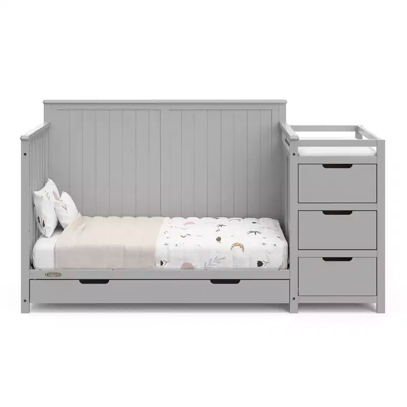 Lit de bébé convertible 5 en 1 avec table à langer et tiroir