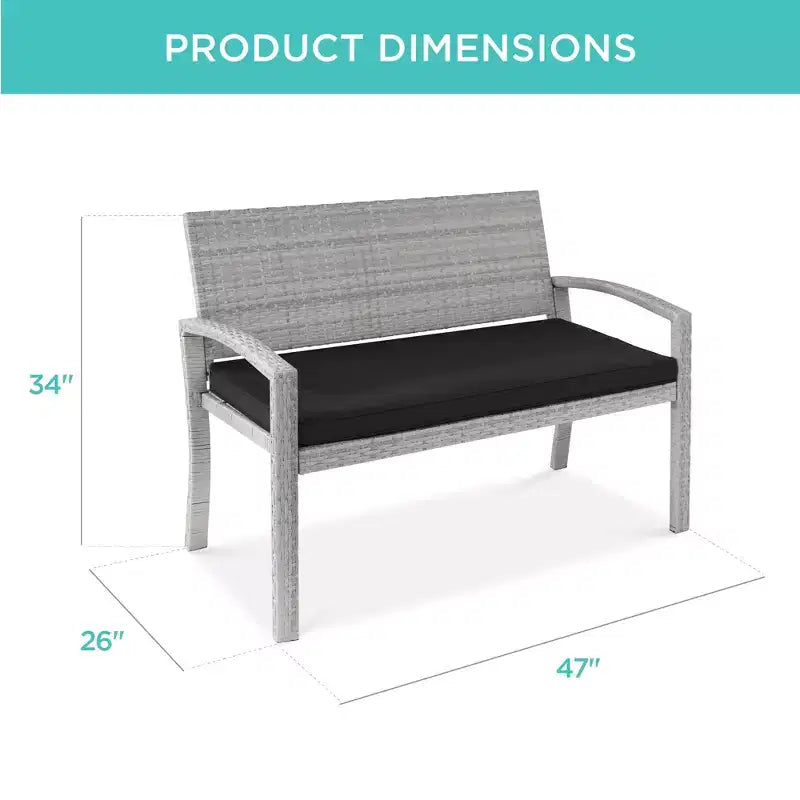 Best Choice Products Outdoor-Gartenbank aus Korbgeflecht für 2 Personen, Garten- und Terrassenmöbel mit einer Tragkraft von 700lb, Kissen