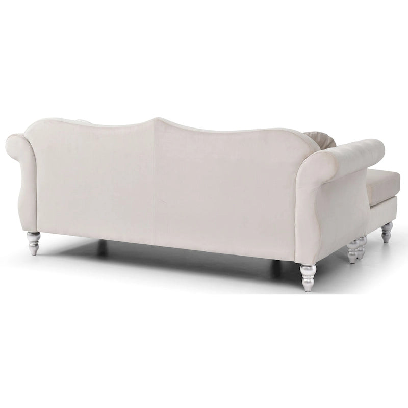 Hollywood-fluwelen bank met omkeerbare chaise longue