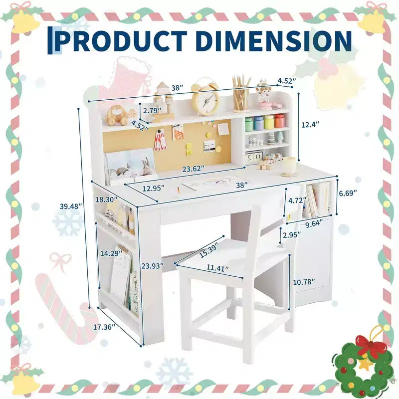 Bureau- en stoelset voor kinderen met opbergruimte, kinderbureau met opzetstuk en kantelbaar blad, houten kindertafel met opbergkast voor kinderen van 3-8 jaar