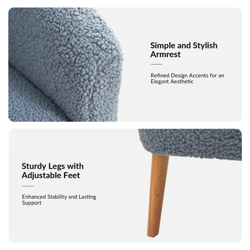 Sheila Moderner 30 W Bouclé-Sessel mit Beinen aus Massivholz, 2er-Set von HULALA HOME