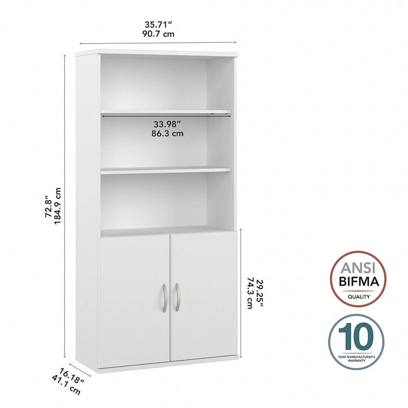 Hoge boekenkast met 5 planken en deuren