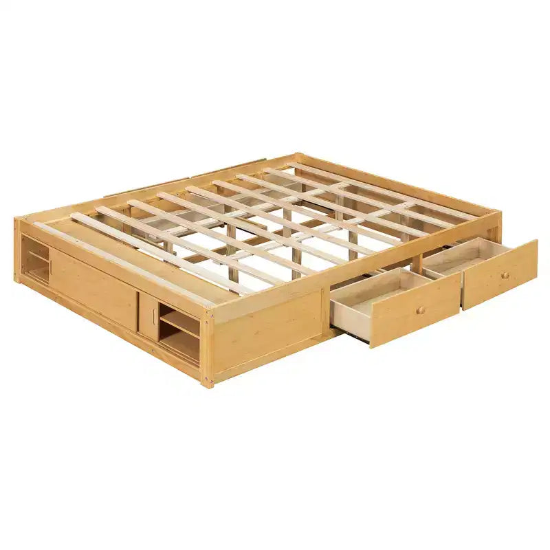 Struttura letto contenitore Whisen Queen con 4 cassetti e vano contenitore nella pediera