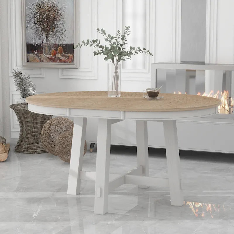 Tavolo da pranzo rotondo allungabile stile rustico TREXM, in legno, con prolunga da 16