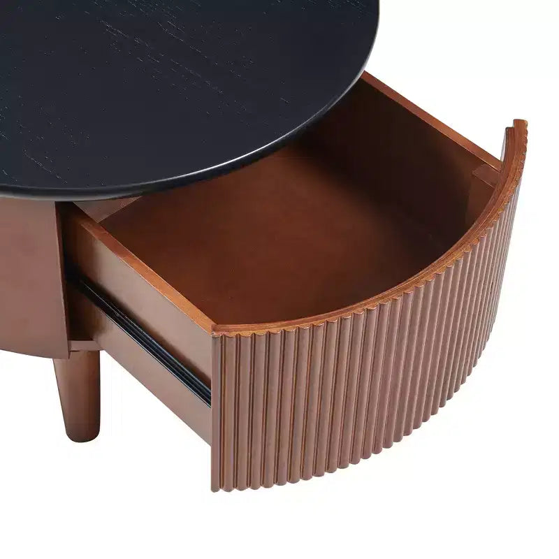Moderner Satztisch-Couchtisch mit Schublade, runder Wohnzimmertisch mit Stauraum
