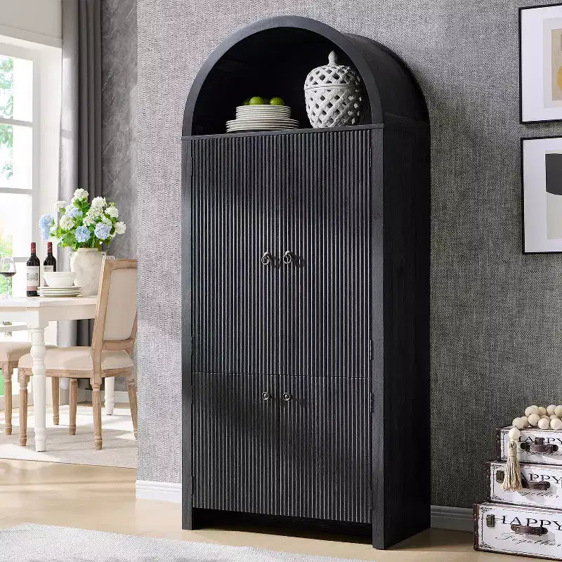 Dispensa da cucina alta 71 con arco, mobile contenitore moderno con 3 ripiani regolabili e 6 ripiani nelle ante, per cucina e soggiorno